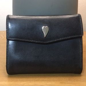 Vintage Heart Button Lancaster Black Leather Wallet